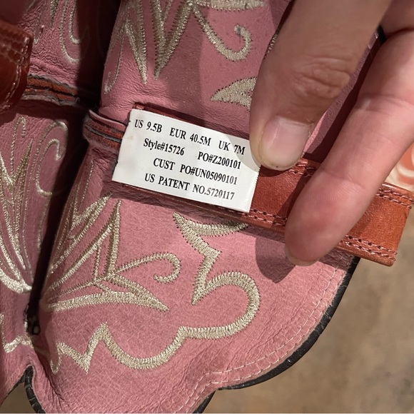 Ariat Women’s 9.5B Brown Rose Coral Leather Pointed Toe Pull On Cowgirl Boots - Picture 14 of 15